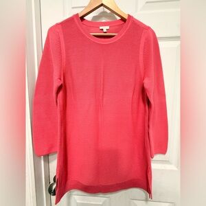 Talbots Women Small Coral Pink Textured  3/4 Sleeve Crewneck Sweater size M